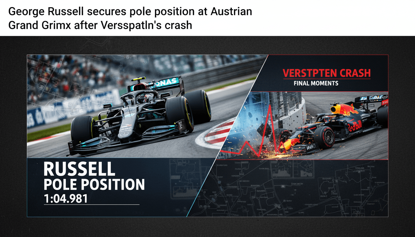 George Russell celebrating his pole position at the Austrian Grand Prix.