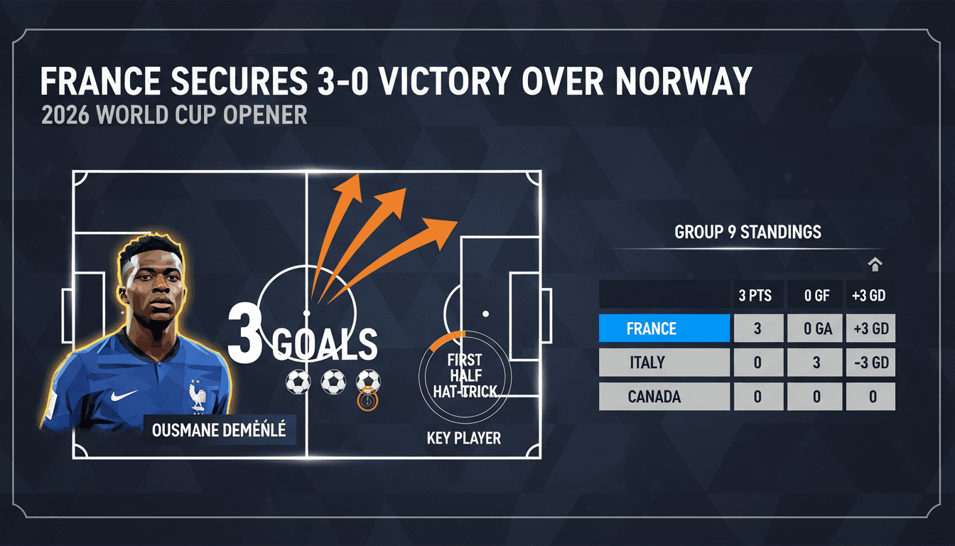 France secures 3-0 victory over Norway in 2026 World Cup opener