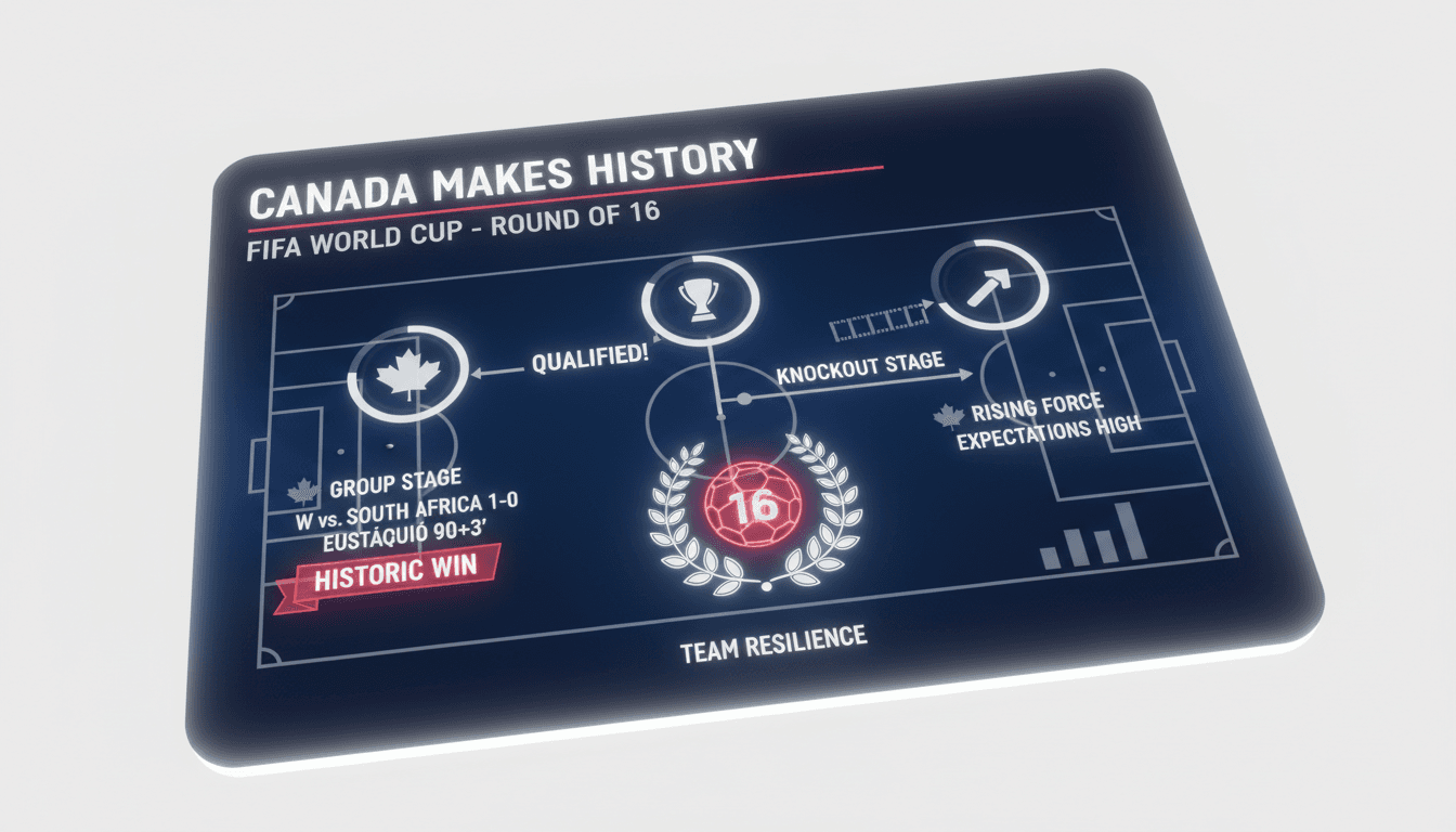 Canadian football team celebrating their historic World Cup advancement
