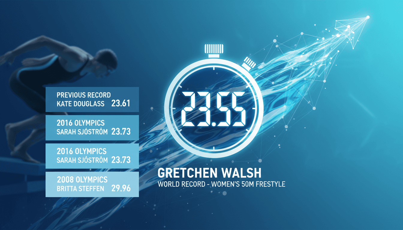 Gretchen Walsh celebrating her world record in women's swimming.