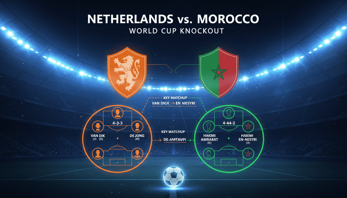 Netherlands and Morocco players preparing for World Cup match