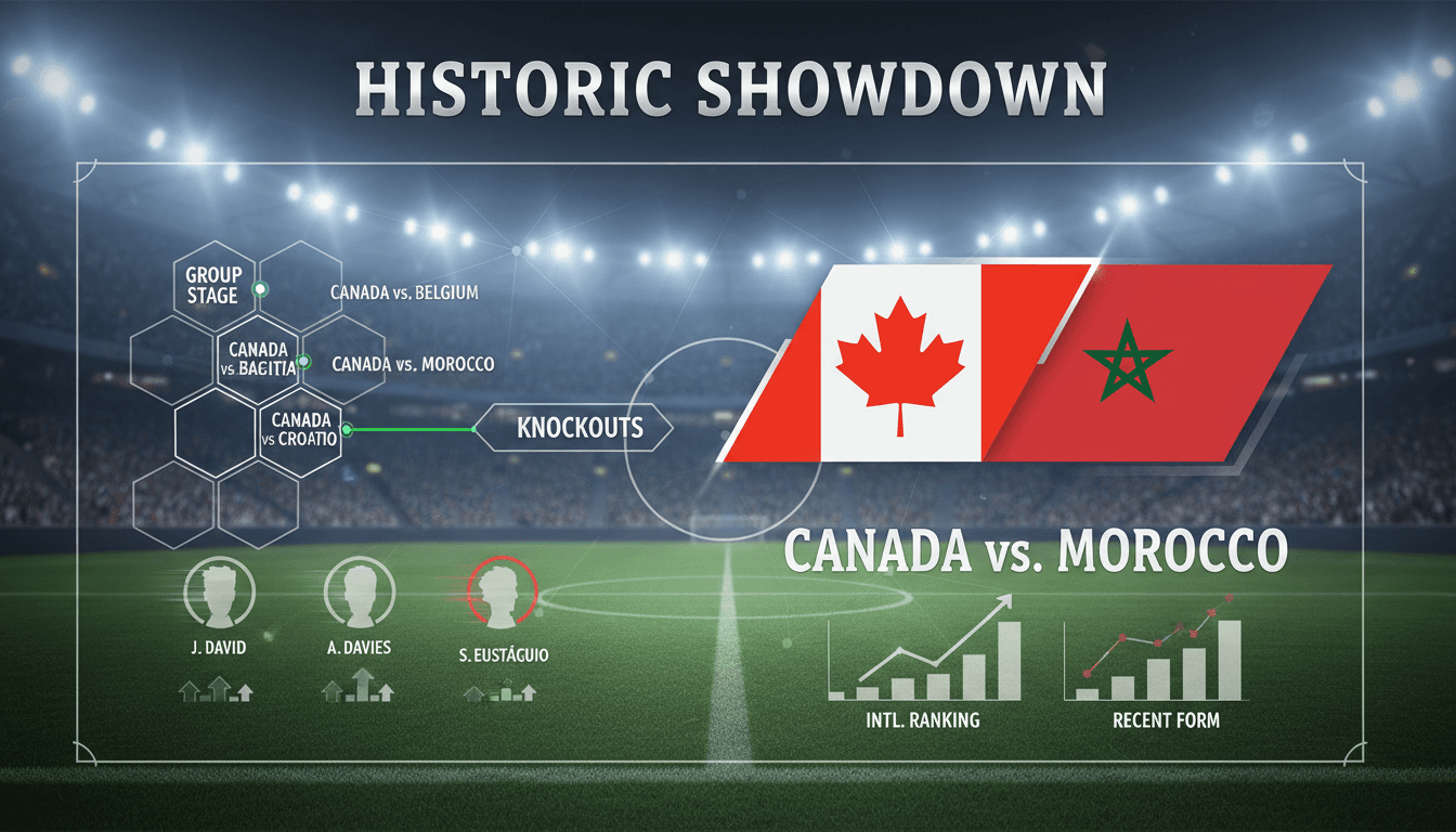 Canada and Morocco flags representing their upcoming World Cup match