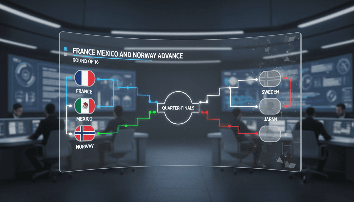 France, Mexico, and Norway players celebrating their advancement in FIFA World Cup 2026.