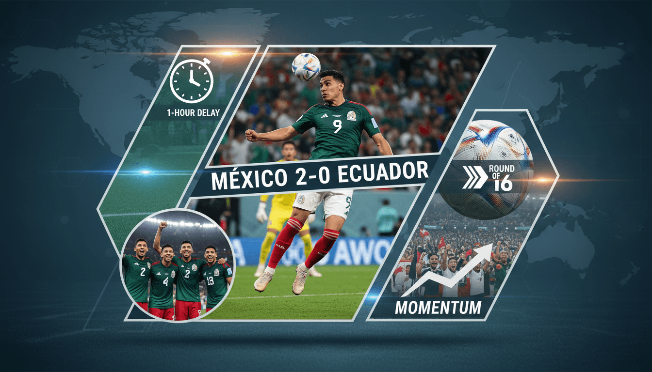 Mexico national football team celebrating their victory over Ecuador in the World Cup.