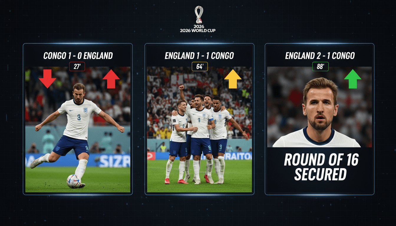 England national football team celebrating their victory over Congo in the World Cup.