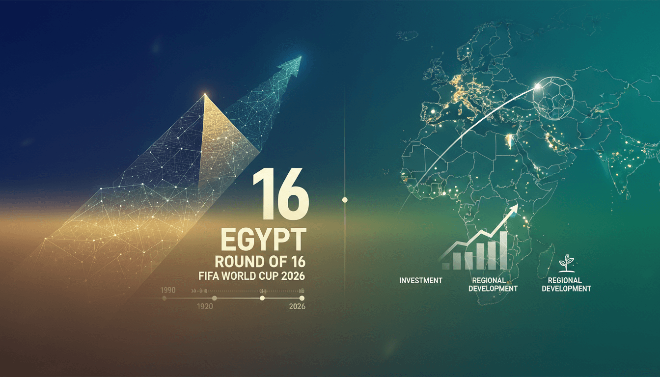 Egyptian national football team celebrating their qualification for the Round of 16 in the 2026 FIFA World Cup.