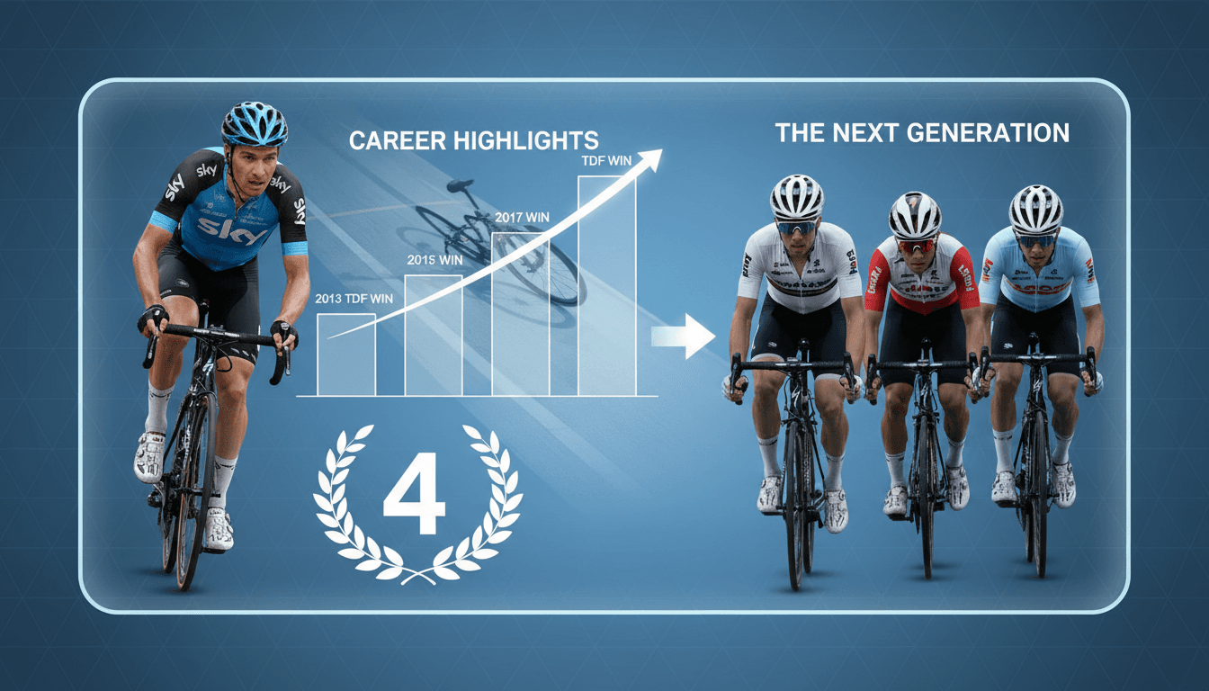 Chris Froome during a race, symbolizing his legacy in professional cycling.