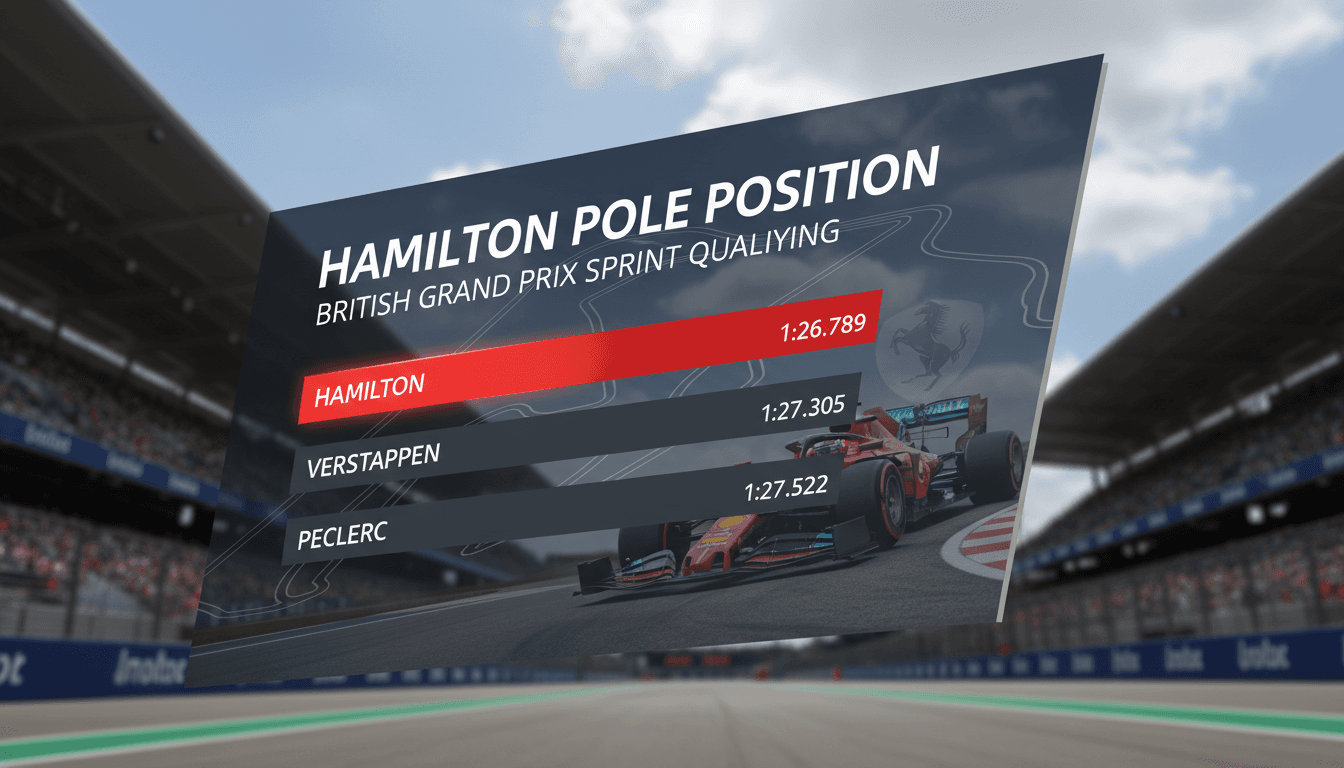 Lewis Hamilton celebrating his pole position at Silverstone.