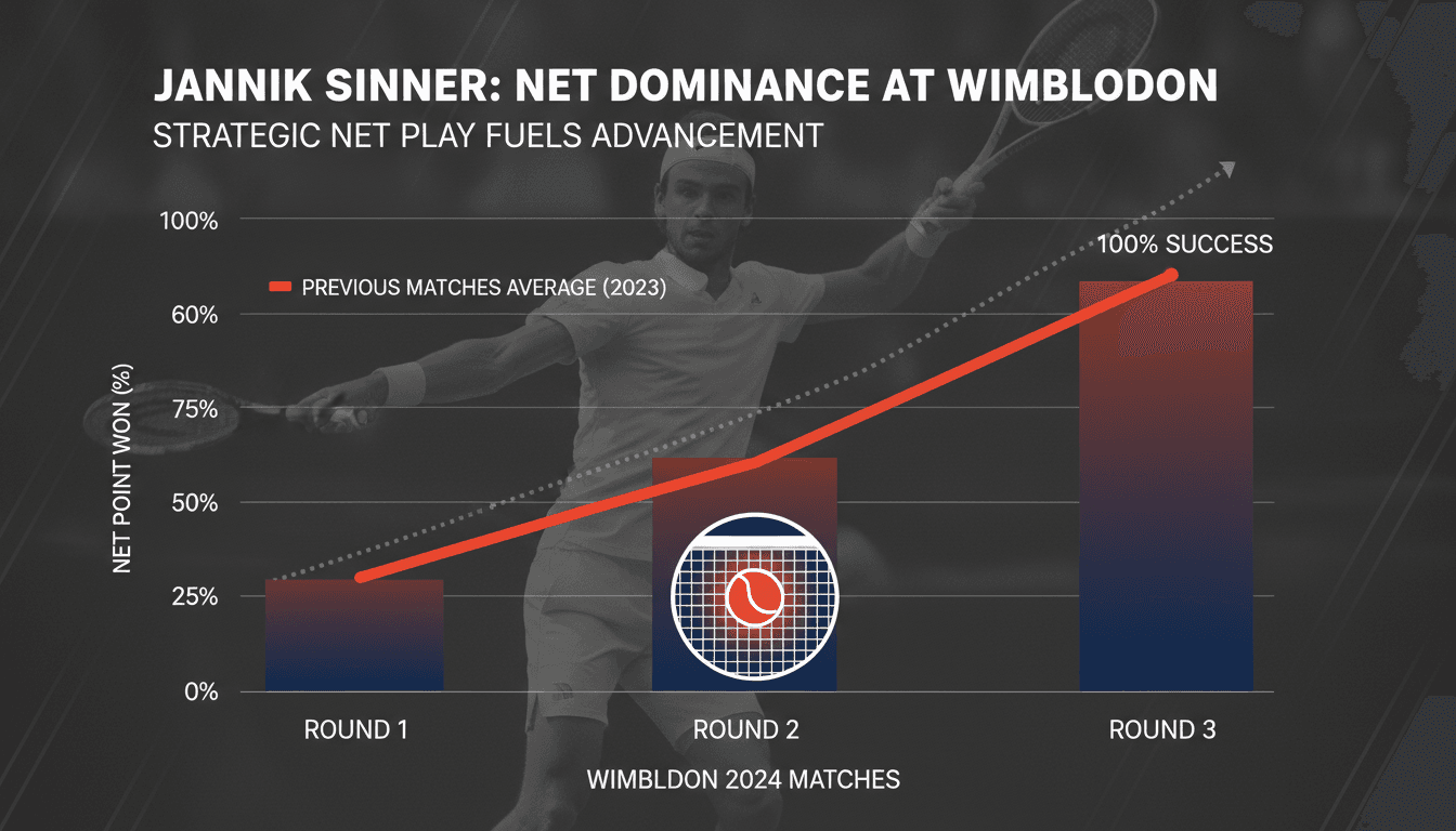 Jannik Sinner advances to fourth round of Wimbledon with strategic net play
