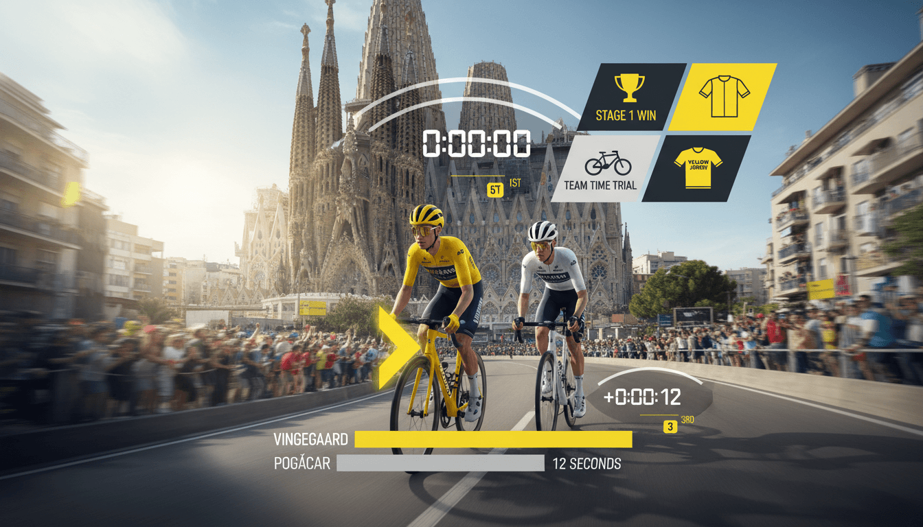Jonas Vingegaard celebrating his victory in the 2026 Tour de France opening stage.