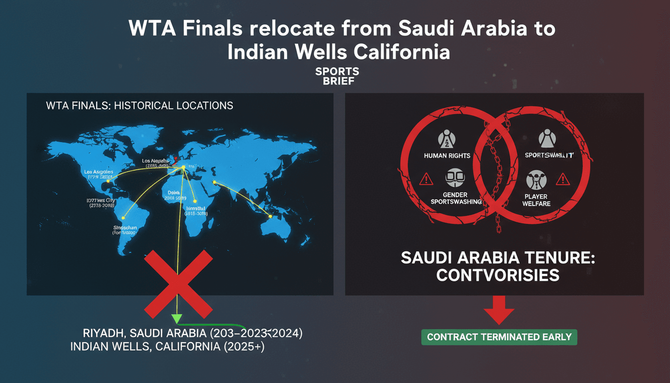 WTA Finals relocate from Saudi Arabia to Indian Wells California