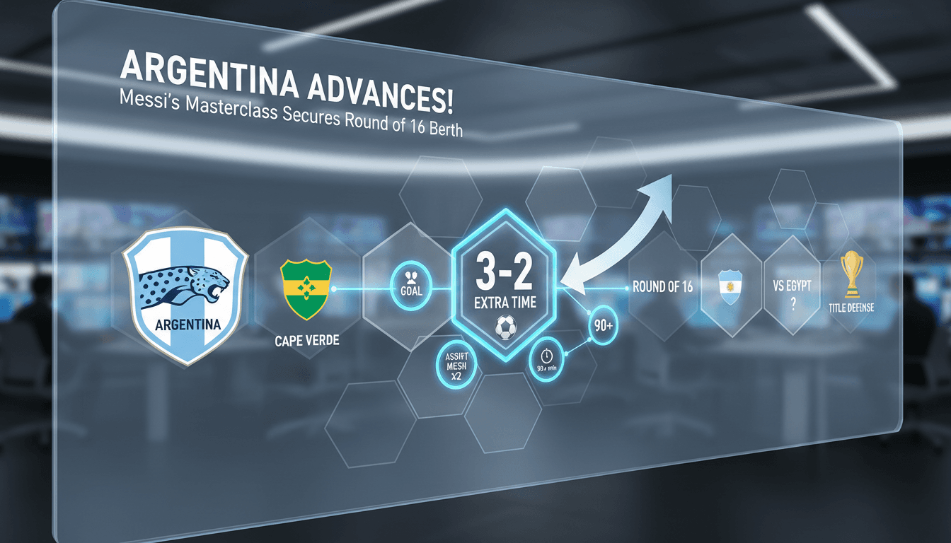 Argentina's national football team celebrating their victory over Cape Verde in the World Cup.