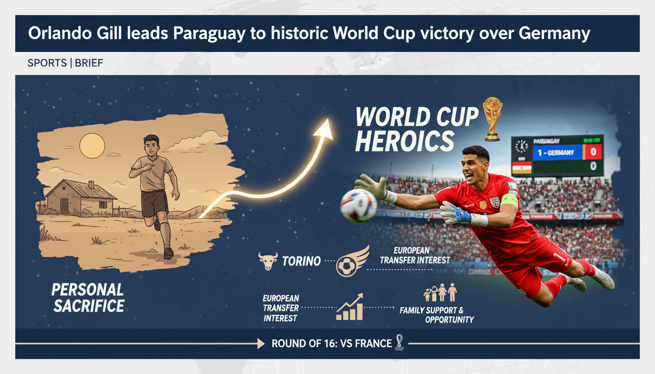 Orlando Gill celebrating Paraguay's victory over Germany in the World Cup