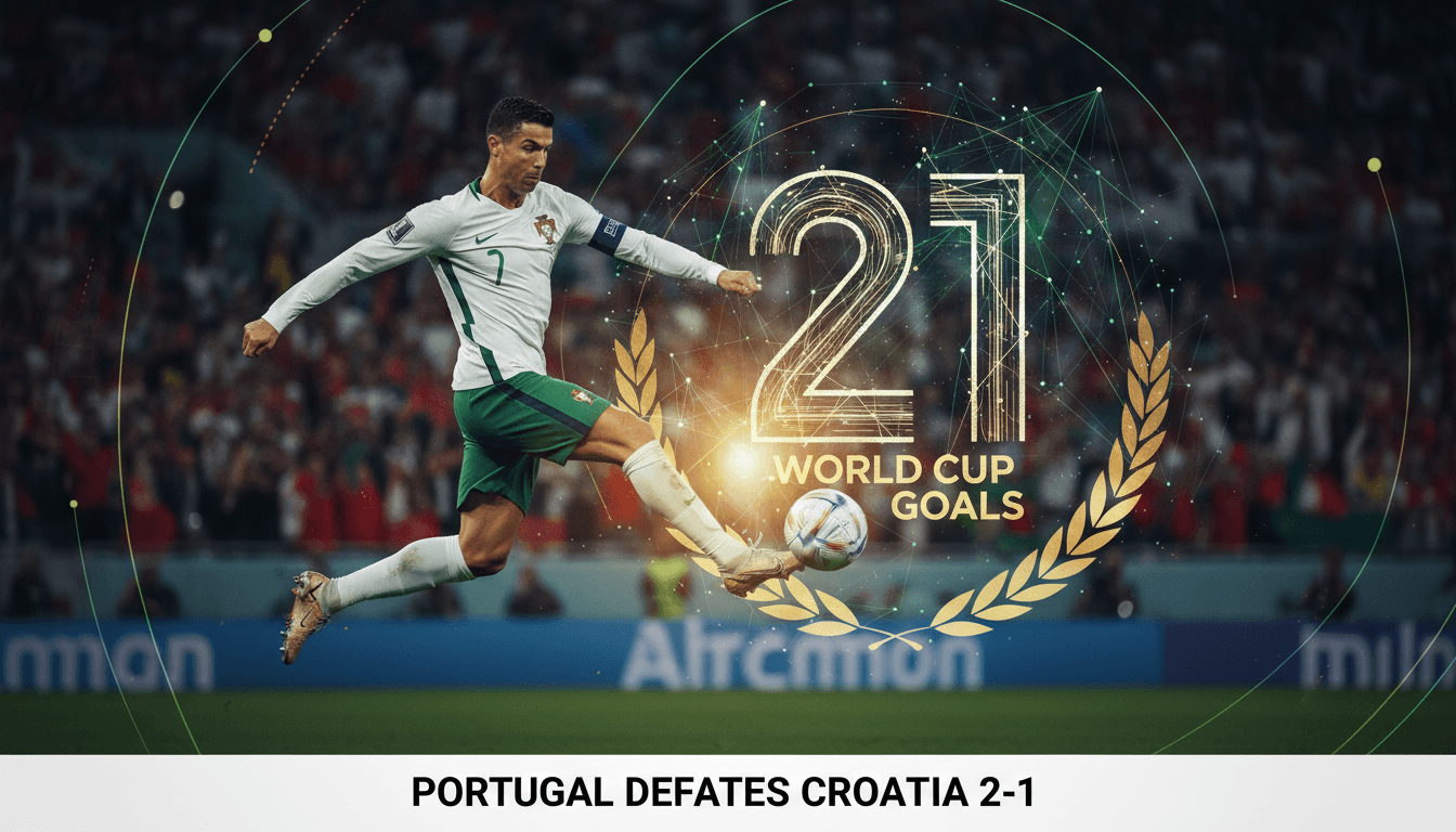 Cristiano Ronaldo celebrating his goal during the World Cup match against Croatia.