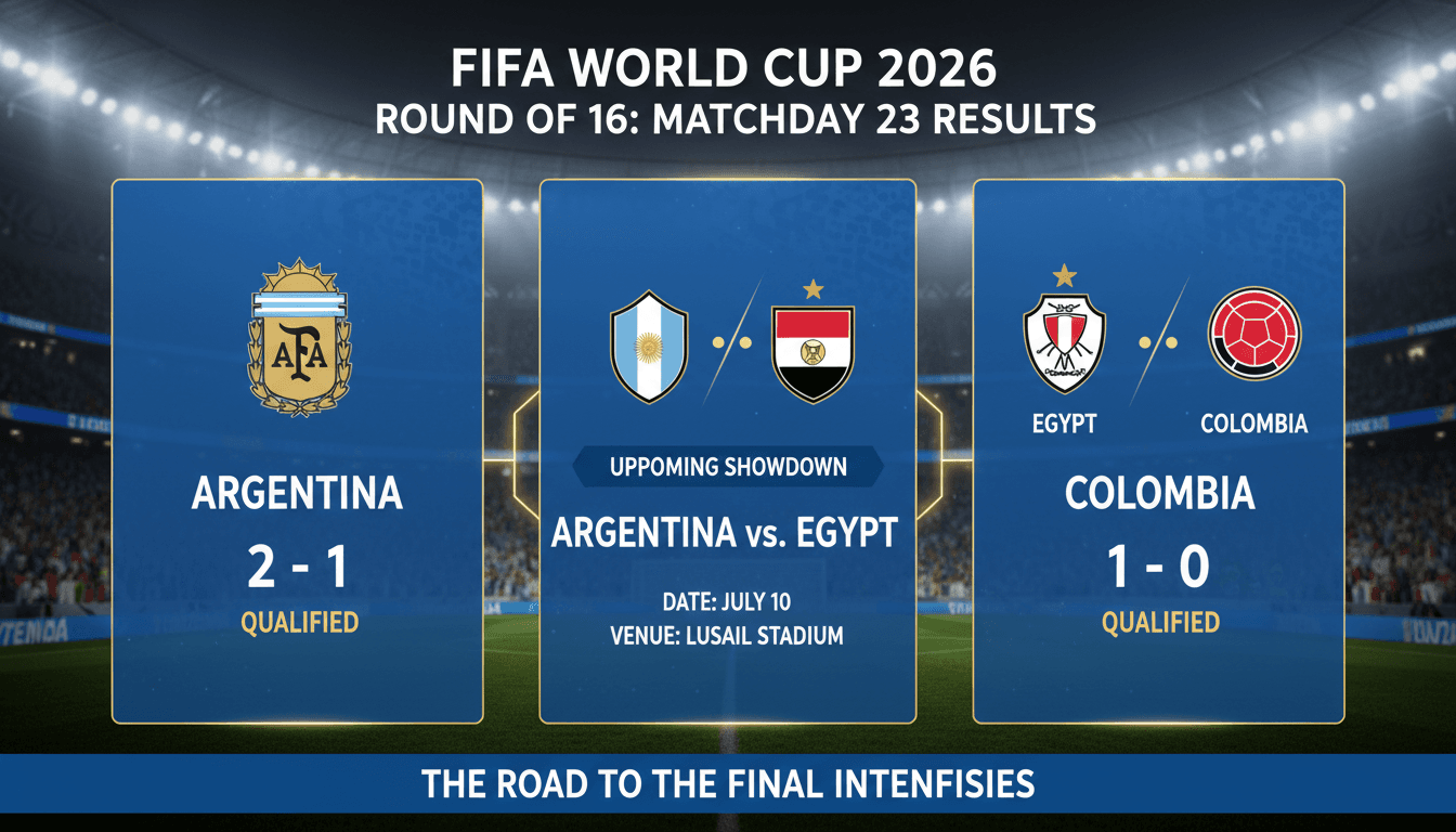 Argentina, Egypt, and Colombia players celebrating their advancement in the FIFA World Cup 2026.