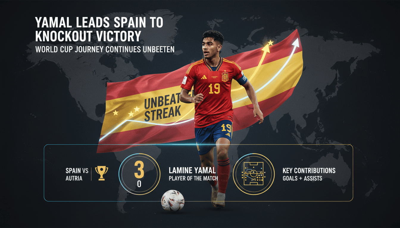 Lamine Yamal leads Spain to World Cup knockout victory over Austria