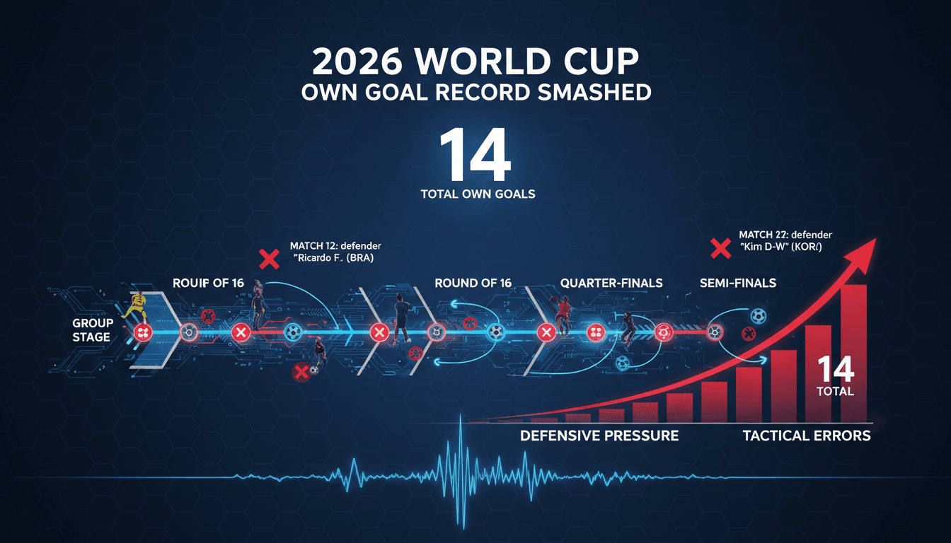 Infographic showing the record number of own goals in the 2026 World Cup