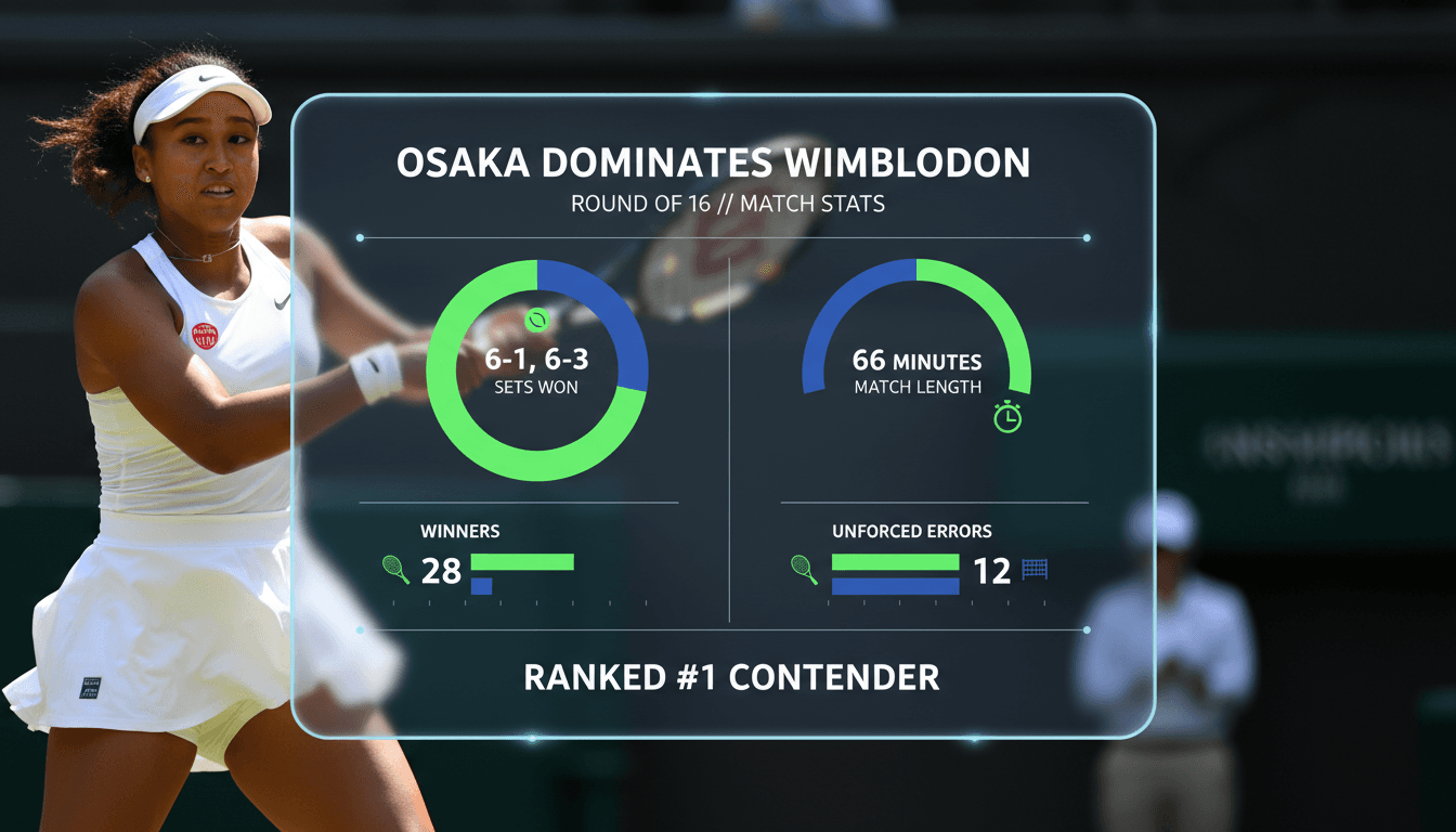 Naomi Osaka advances to Wimbledon round of 16 after dominant victory