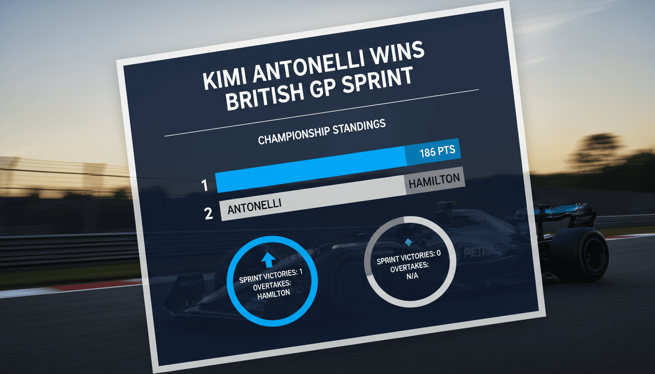 Kimi Antonelli celebrating his first sprint race victory at the British Grand Prix.