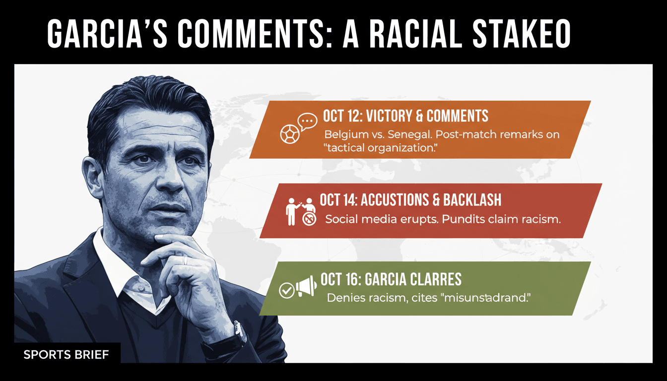 Rudy Garcia speaking at a press conference about football tactics and racism allegations.
