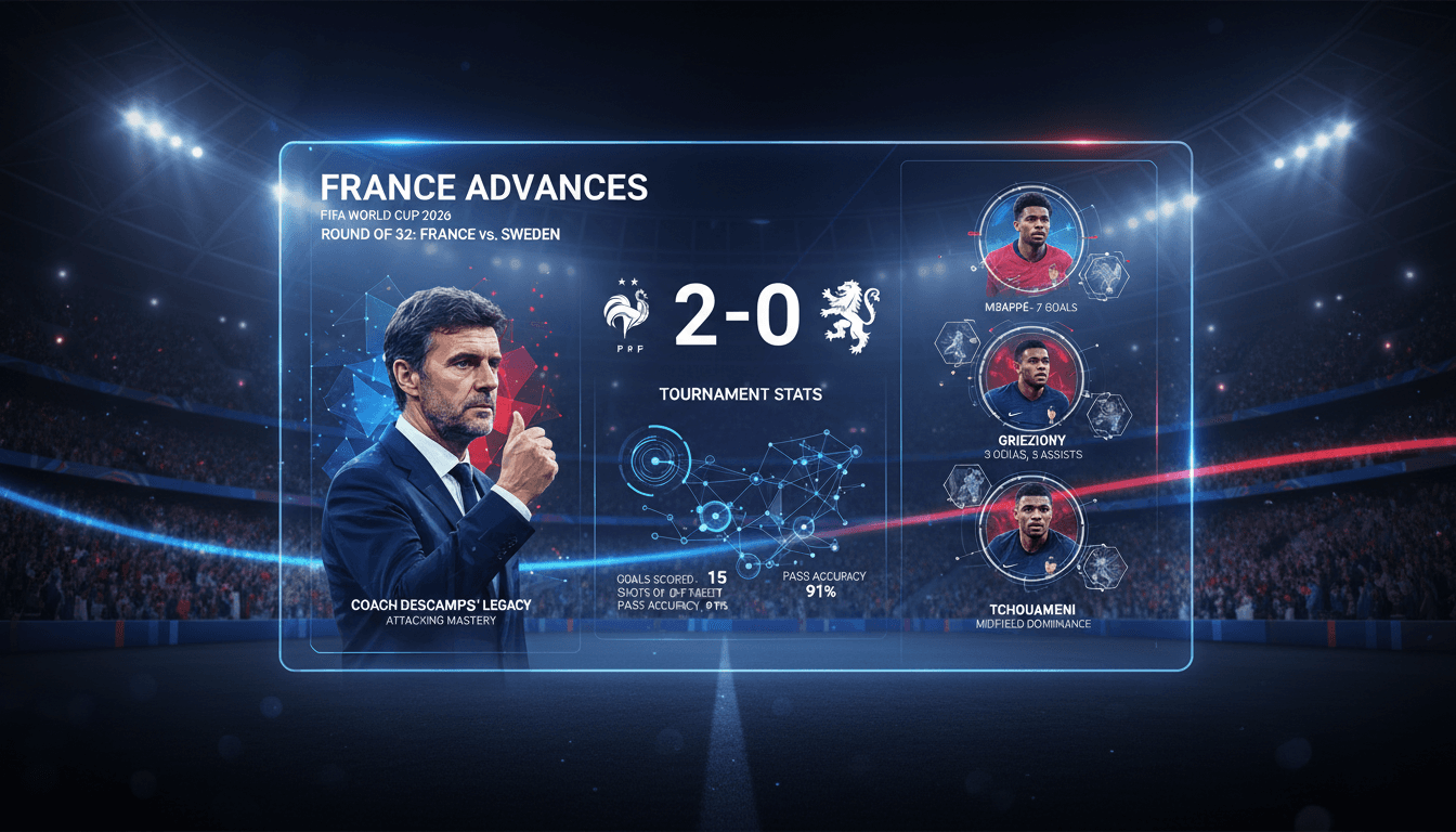 France national team celebrating their victory over Sweden in the World Cup 2026.