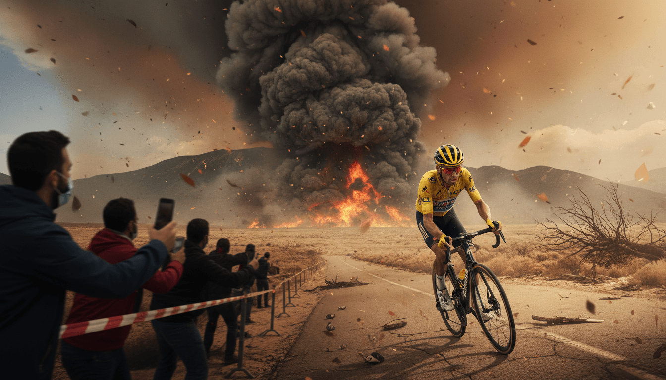 Tadej Pogacar celebrating his victory in stage three of the Tour de France.