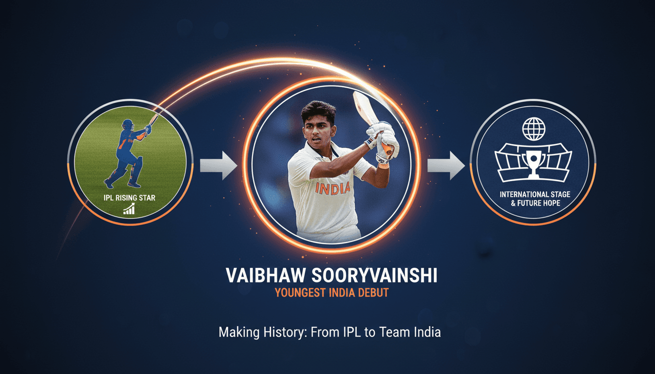 Vaibhav Sooryavanshi during his debut match for India in T20 cricket.