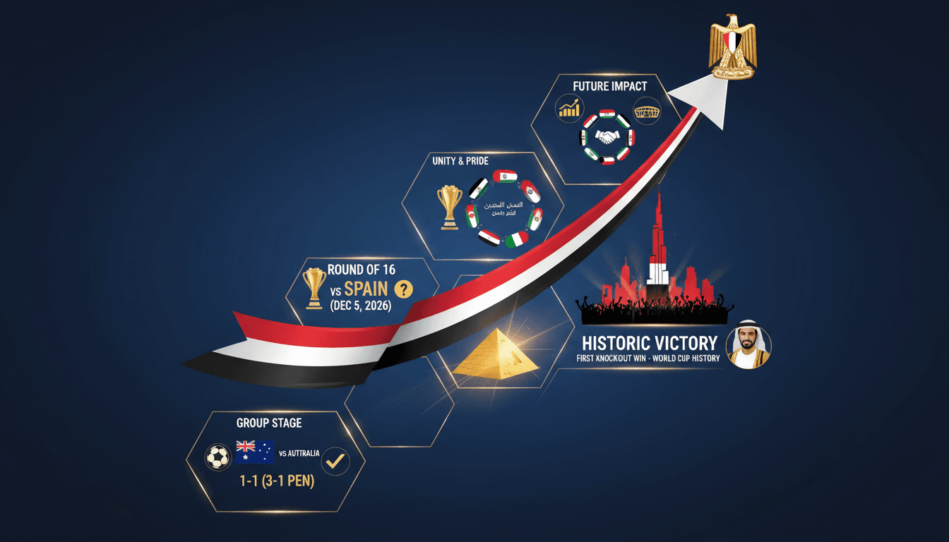 Celebration of Egypt's victory in the FIFA World Cup 2026 with Burj Khalifa illuminated.