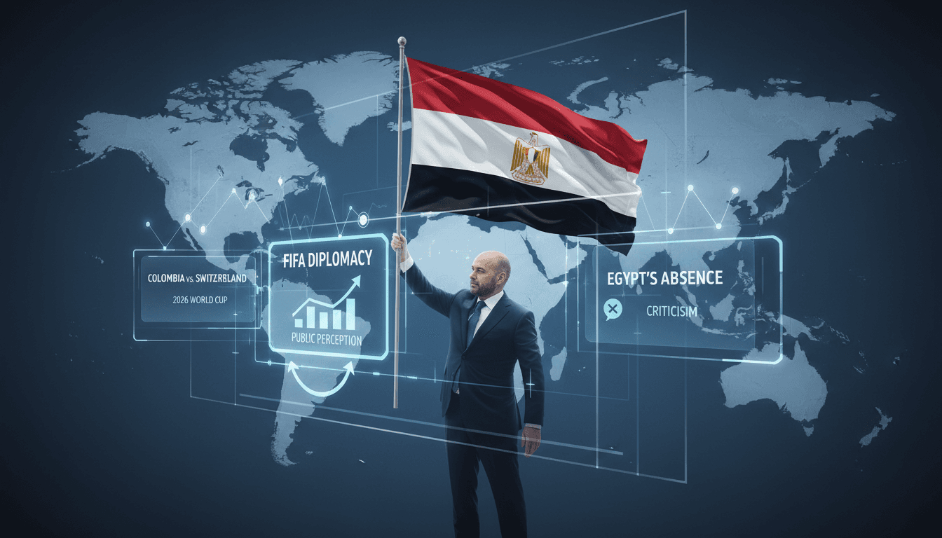 Gianni Infantino raising the Egyptian flag at the World Cup match