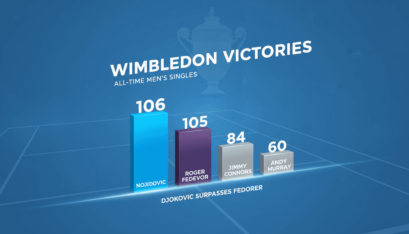 Novak Djokovic celebrating his 106th Wimbledon victory against Roman Safiullin.
