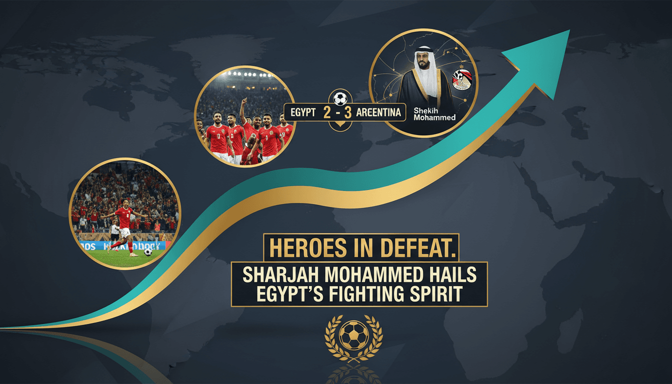 Sheikh Mohammed bin Rashid Al Maktoum praising the Egyptian football team after their World Cup match.