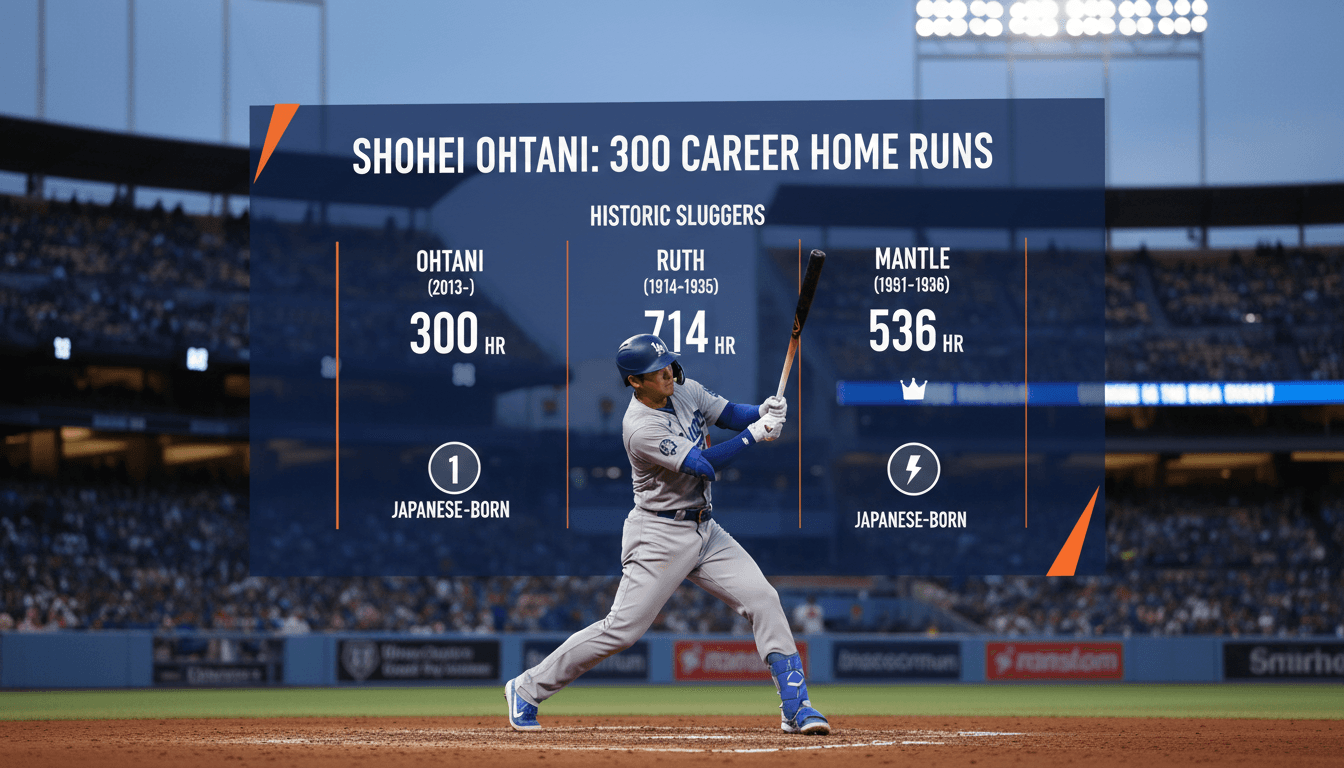 Shohei Ohtani celebrating after hitting his 300th career home run