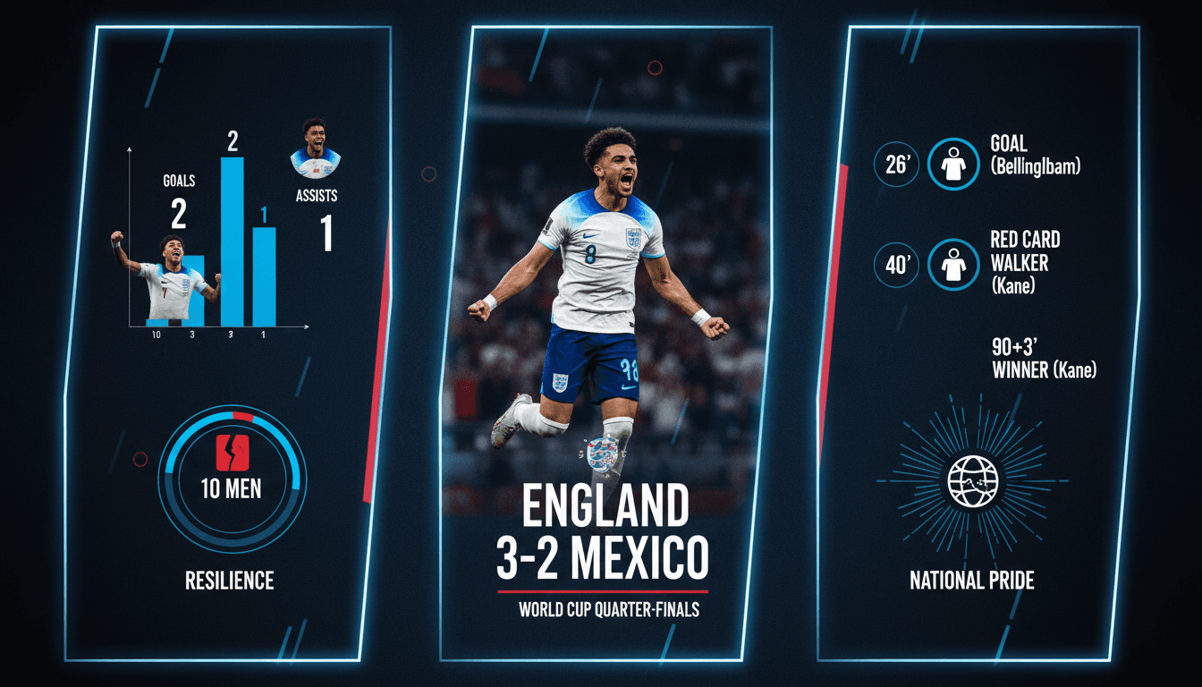 England celebrates their 3-2 victory over Mexico in the World Cup.