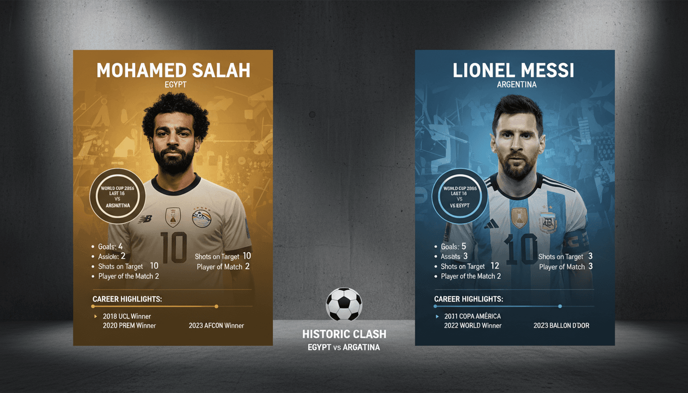 Mohamed Salah and Lionel Messi prepare for their World Cup knockout stage match.