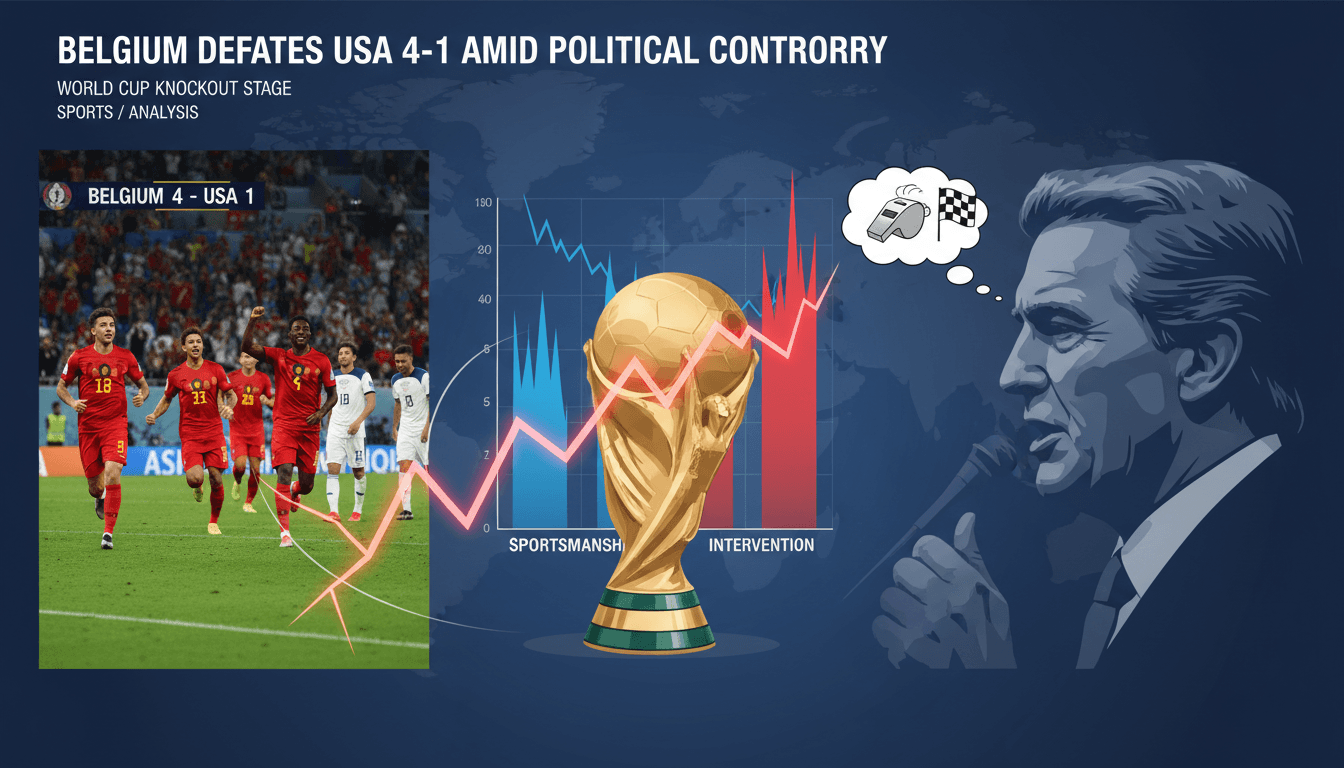 Belgium celebrates their victory over the USA in the World Cup knockout stage.