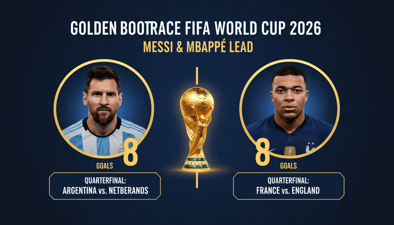 Messi and Mbappé competing for the Golden Boot in FIFA World Cup 2026