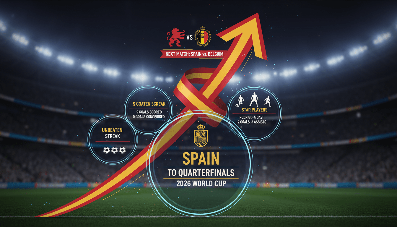 Spain's national football team preparing for the quarterfinals against Belgium in the 2026 World Cup.