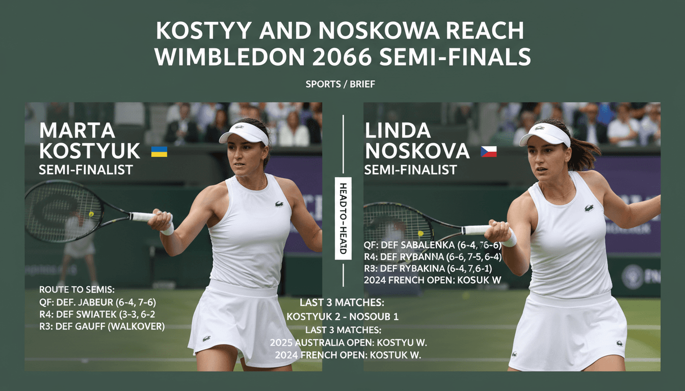 Marta Kostyuk and Linda Noskova celebrating their Wimbledon 2026 victories.
