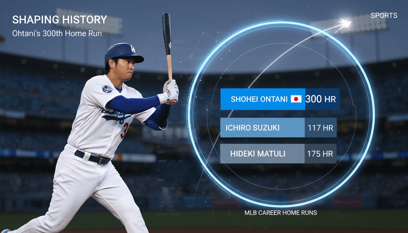 Shohei Ohtani celebrating after hitting his 300th career home run