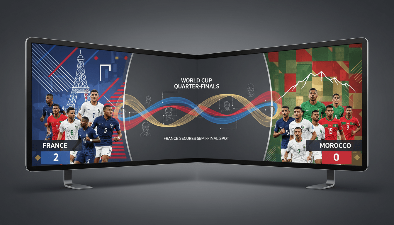 France celebrates their victory over Morocco in the World Cup quarter-finals.