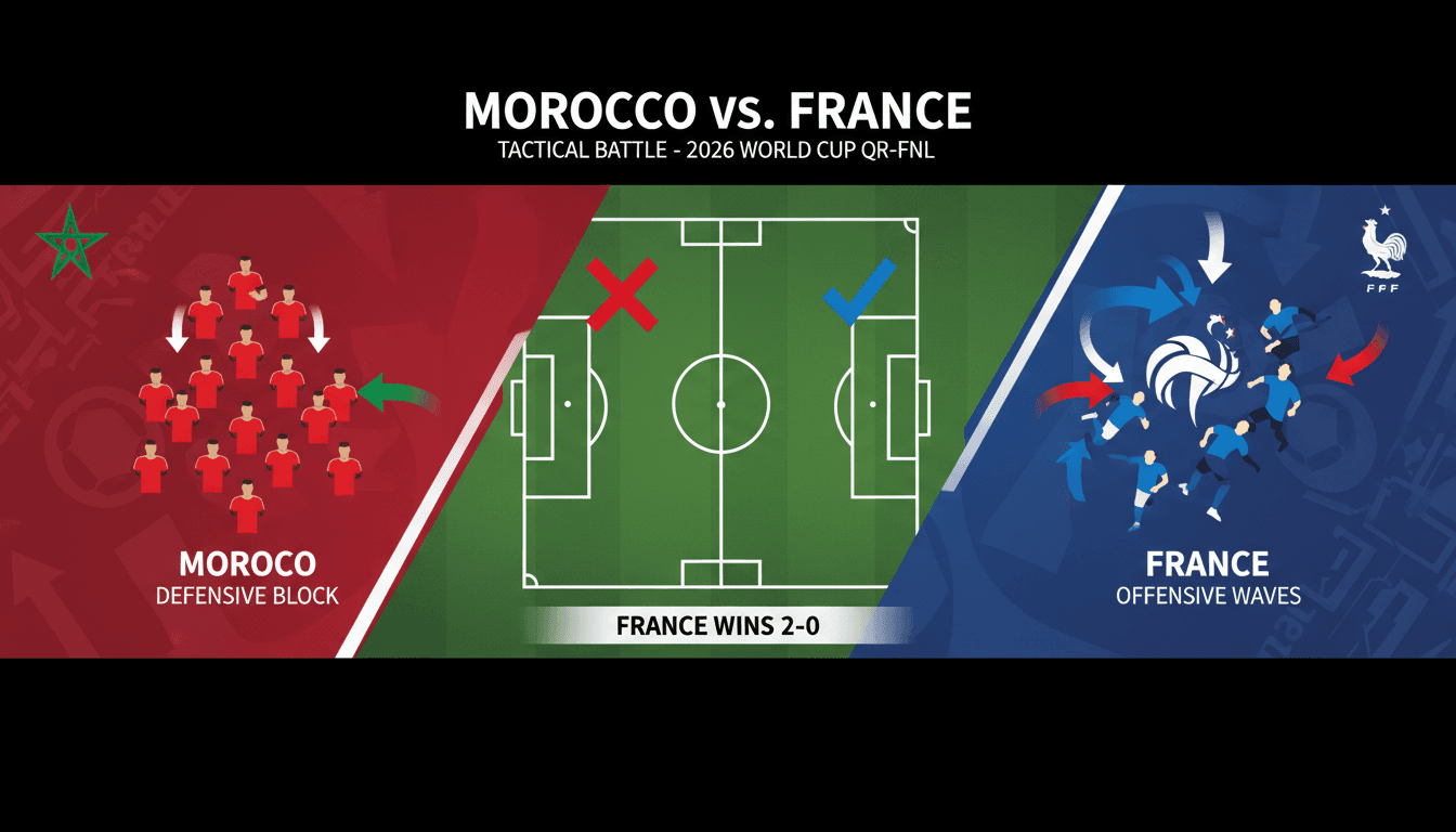Morocco's national football team during the 2026 FIFA World Cup quarter-finals against France.