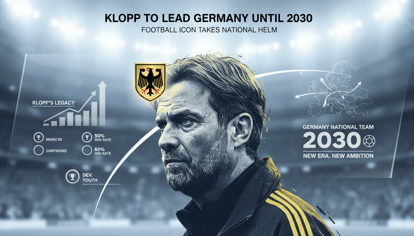 Jürgen Klopp during a press conference announcing his new role as head coach of the German national football team.