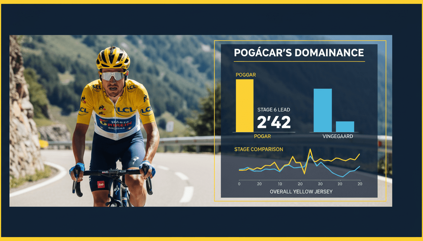 Tadej Pogacar celebrating his victory at the Tour de France Stage 6