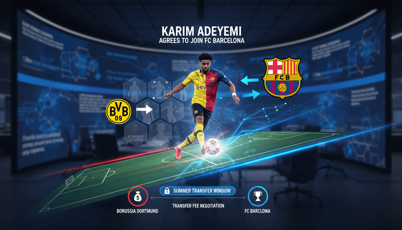 Karim Adeyemi in action for Borussia Dortmund, poised for a transfer to FC Barcelona.