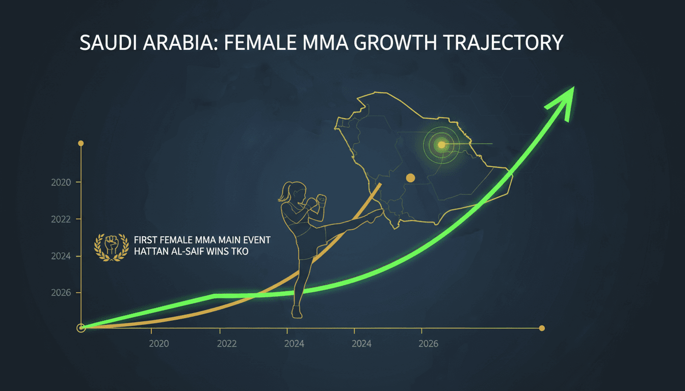 Hattan Al-Saif celebrating her victory at PFL MENA 10 in Saudi Arabia.
