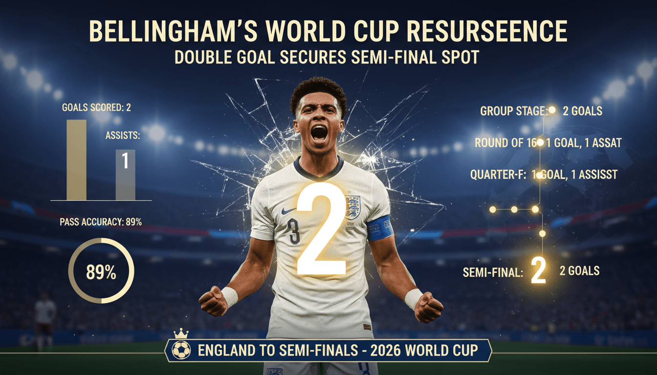 Jude Bellingham celebrating after scoring in the World Cup semi-finals.