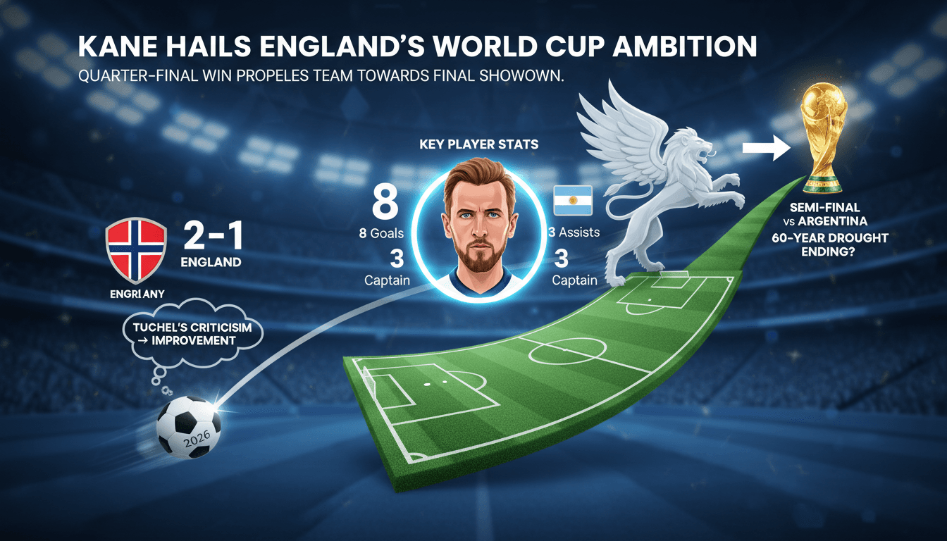 Harry Kane leading England's football team in the World Cup 2026