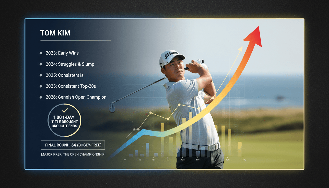 Tom Kim celebrating his victory at the 2026 Genesis Scottish Open.
