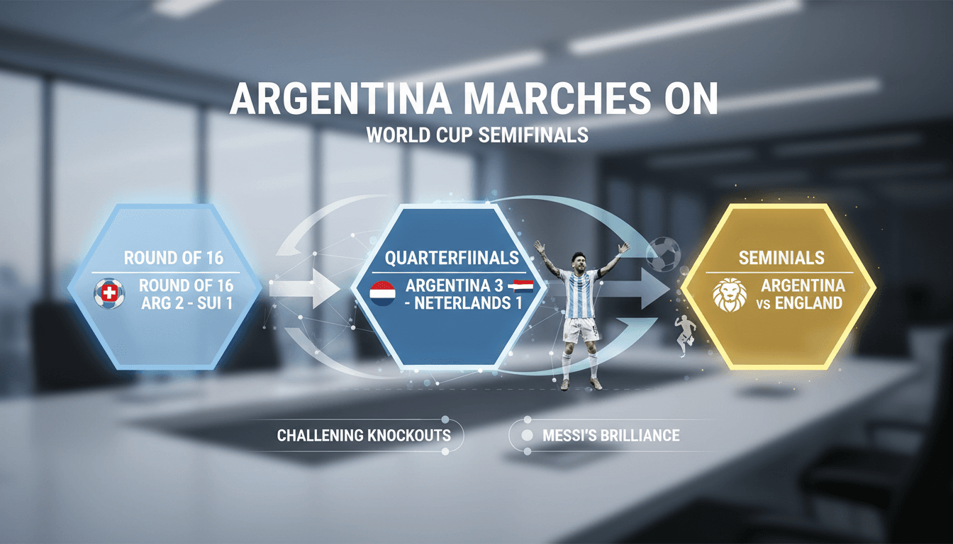 Argentina's national football team celebrating their victory over Switzerland in the World Cup quarterfinals.