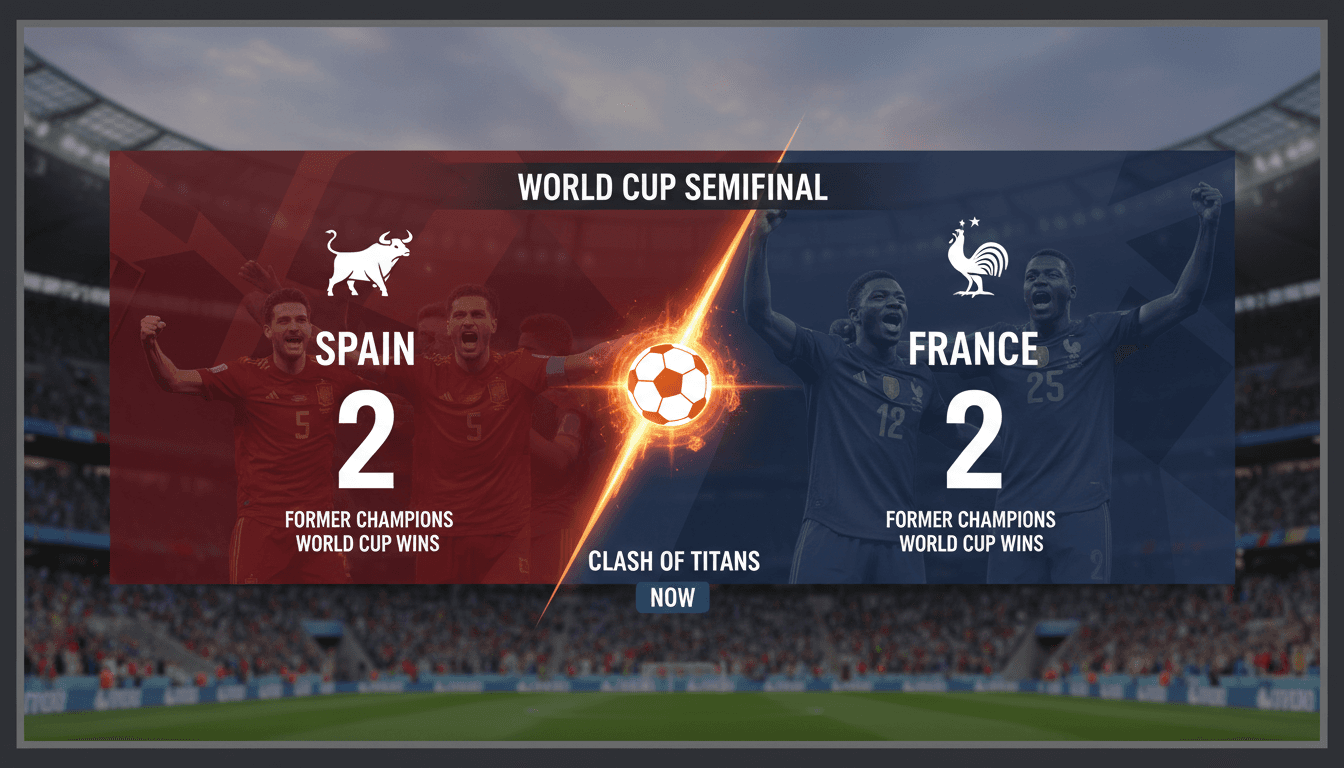 Spain and France players preparing for the World Cup semifinal match.